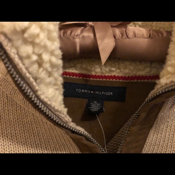 Tommy Hilfiger Men's XL 2009 Sweater NWT sherpa collar 1/4 zip oatmeal color - Picture 2 of 12
